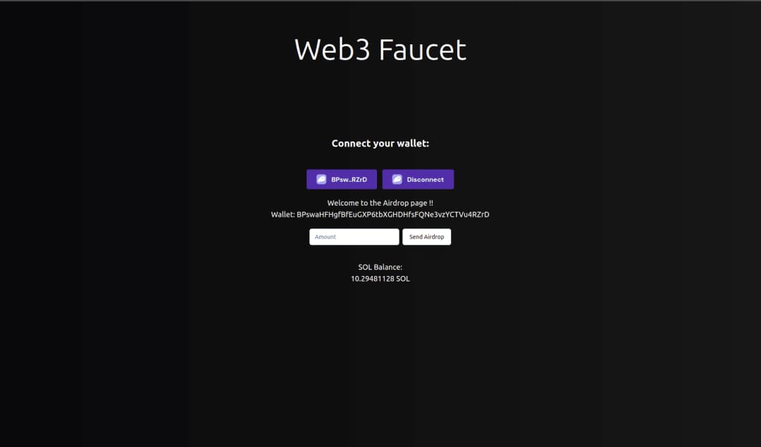 Web3 Faucet and Adapter project screenshot showing the application interface and features